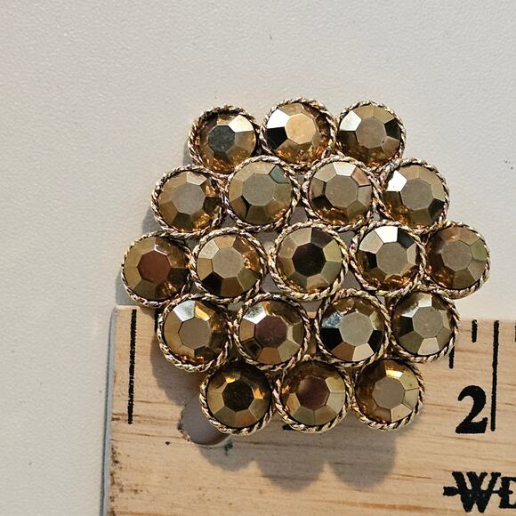 Vintage Weiss Gold Rhinestone Cluster Flower Brooch - Picture 6 of 6